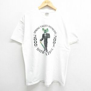 L/古着 ヘインズ 半袖 ビンテージ Tシャツ メンズ 00s NOIDPATROL ウサギ コットン クルーネック 白 ホワイト 23aug07 中古