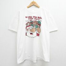 XL/古着 半袖 ビンテージ Tシャツ メンズ 90s サンタクロース 家 クルーネック 白 ホワイト 23jul22 中古_画像1