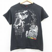 M/古着 半袖 ビンテージ ロック バンド Tシャツ メンズ 00s ボブマーリー コットン クルーネック 黒 ブラック 23apr03 中古_画像1