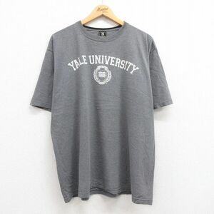 XL/古着 半袖 ビンテージ Tシャツ メンズ 00s イエール YALE 大学 大きいサイズ コットン クルーネック グレー 霜降り 23sep06 中古