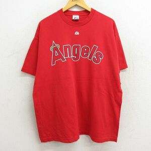 XL/古着 マジェスティック 半袖 ビンテージ Tシャツ メンズ 00s MLB ロサンゼルスエンゼルス ノーランライアン 30 コットン クルーネッ