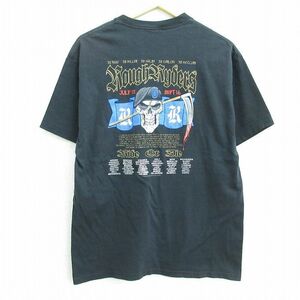 L/古着 ヘインズ 半袖 ビンテージ Tシャツ メンズ 00s ラフライダーズ コットン クルーネック 黒 ブラック 22jun07 中古