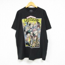 XL/古着 半袖 Tシャツ メンズ アニメ 僕のヒーローアカデミア 緑谷出久 グリーン デク コットン クルーネック 黒 ブラック 23aug09 中_画像1