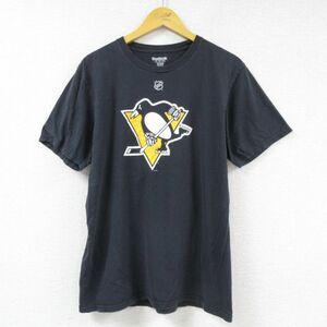 L/古着 リーボック 半袖 ブランド Tシャツ メンズ NHL ピッツバーグスティーラーズ クリスクリッッソ 14 コットン クルーネック 黒 ブ