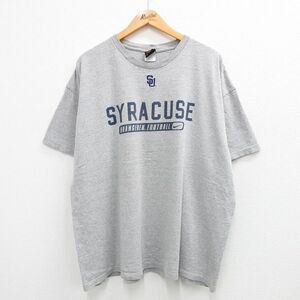 XL/古着 ナイキ NIKE 半袖 ビンテージ Tシャツ メンズ 00s シラキュース オレンジ フットボール ワンポイントロゴ 大きいサイズ クルー