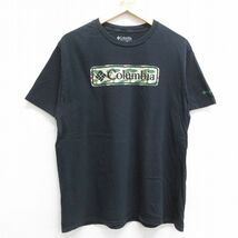 L/古着 コロンビア 半袖 ブランド Tシャツ メンズ ビッグロゴ コットン クルーネック 黒 ブラック 23aug26 中古_画像1