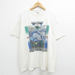 XL/古着 半袖 ビンテージ Tシャツ メンズ 90s イルカ トド クラゲ THE GENESIS 大きいサイズ コットン クルーネック 生成 23aug19 中古