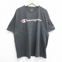 XL/古着 チャンピオン champion 半袖 ブランド Tシャツ メンズ ビッグロゴ 大きいサイズ クルーネック 濃グレー 霜降り 23aug26 中古_画像1