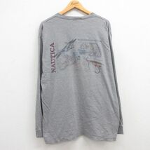 XL/古着 ノーティカ 長袖 ビンテージ ブランド Tシャツ メンズ 90s ビッグロゴ ルアー 胸ポケット付き 大きいサイズ コットン クルーネ_画像1