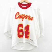 XL/古着 デロング 半袖 ビンテージ フットボール Tシャツ メンズ 80s Cougars メッシュ地 大きいサイズ クルーネック 白他 ホワイト ユ_画像1