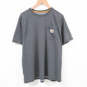 XL/古着 カーハート Carhartt 半袖 ブランド Tシャツ メンズ ワンポイントロゴ 胸ポケット付き 大きいサイズ ラグラン クルーネック 濃