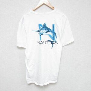 XL/古着 ノーティカ NAUTICA 半袖 ブランド Tシャツ メンズ カジキ 大きいサイズ コットン Vネック 白 ホワイト 23may02 中古