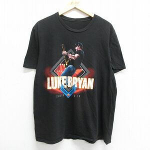 XL/古着 半袖 ロック バンド Tシャツ メンズ ルークブライアン クルーネック 黒 ブラック 23mar11 中古