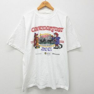 XL/古着 半袖 ビンテージ Tシャツ メンズ 00s 人 馬車 クルーネック 白 ホワイト 23mar16 中古