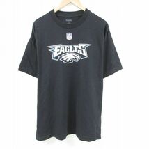 XL/古着 リーボック REEBOK 半袖 ブランド Tシャツ メンズ NFL フィラデルフィアイーグルス コットン クルーネック 黒 ブラック アメフ_画像1