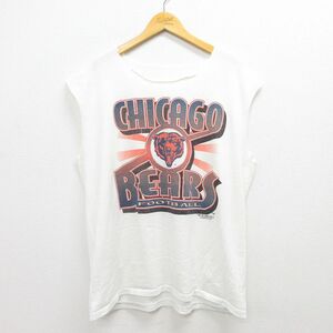 XL/古着 ビンテージ ノースリーブ Tシャツ メンズ 90s NFL シカゴベアーズ 大きいサイズ クルーネック 白 ホワイト アメフト スーパー