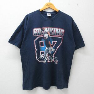 XL/古着 半袖 ビンテージ Tシャツ メンズ 00s ロブグロンコウスキー 87 アメフト 大きいサイズ コットン クルーネック 紺 ネイビー 23m