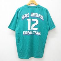 XL/古着 半袖 ビンテージ Tシャツ メンズ 90s DREAM TEAM シアーズ 12 クルーネック 緑 グリーン 23mar13 中古_画像1