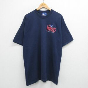 XL/古着 半袖 ビンテージ Tシャツ メンズ 90s NFL ニューイングランドペイトリオッツ 大きいサイズ ロング丈 コットン クルーネック 紺