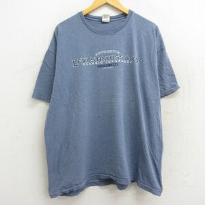 XL/古着 リーバイス Levis 半袖 ビンテージ Tシャツ メンズ 90s ビッグロゴ 大きいサイズ コットン クルーネック 薄紺 ネイビー 霜降り