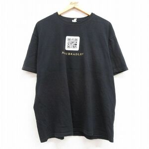XL/古着 半袖 ビンテージ Tシャツ メンズ 00s アレックブラッドリー 葉巻 QRコード 大きいサイズ コットン クルーネック 黒 ブラック 2