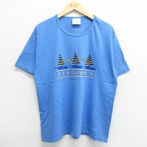 L/古着 半袖 ビンテージ Tシャツ メンズ 90s フロリダ ヨット コットン クルーネック 薄紺 ネイビー 23apr15 中古