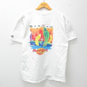 L/古着 半袖 ビンテージ Tシャツ メンズ 90s ハードロックカフェ ボストン コットン クルーネック 白 ホワイト 23may01 中古