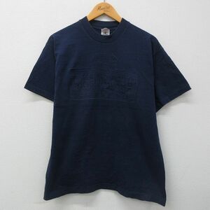 L/古着 半袖 ビンテージ Tシャツ メンズ 00s リホーボスビーチ コットン クルーネック 紺 ネイビー 23apr12 中古