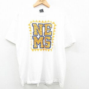 XL/古着 半袖 ビンテージ Tシャツ メンズ 90s NEMS クルーネック 白 ホワイト 23apr03 中古