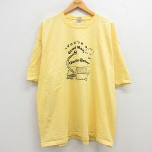 XL/古着 半袖 ビンテージ Tシャツ メンズ 00s 犬小屋 チャーリーブラウン 大きいサイズ コットン クルーネック 黄 イエロー 23may06 中