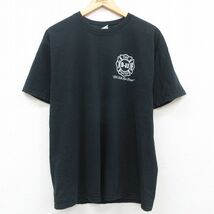 L/古着 半袖 ビンテージ Tシャツ メンズ 00s 消防署 星条旗 コットン クルーネック 黒 ブラック 23apr28 中古_画像2