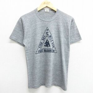 S/古着 半袖 ビンテージ Tシャツ メンズ 80s ポートワシントン 魚 クルーネック グレー 霜降り spe 23jun02 中古