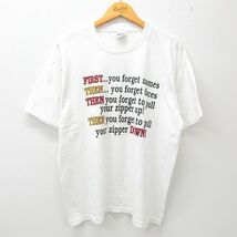 XL/古着 ヘインズ 半袖 ビンテージ Tシャツ メンズ 00s FIRST メッセージ クルーネック 白 ホワイト 23may27 中古_画像1