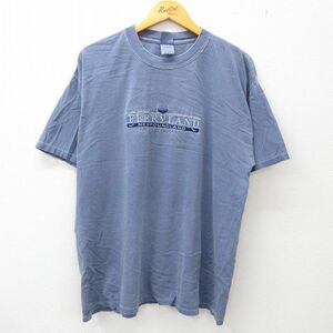 XL/古着 半袖 ビンテージ Tシャツ メンズ 00s フェリーランド クジラ 刺繍 コットン クルーネック 紺 ネイビー 23may18 中古