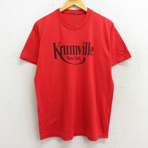 L/古着 半袖 ビンテージ Tシャツ メンズ 80s クラムビル ニューヨーク クルーネック 赤 レッド 23jun06 中古