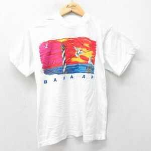 M/古着 半袖 ビンテージ Tシャツ メンズ 00s バハマ 灯台 クルーネック 白 ホワイト 23jun03 中古