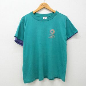 XL/古着 半袖 ビンテージ Tシャツ メンズ 90s NURSES クルーネック 青緑他 23may31 中古