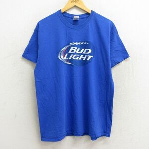 XL/古着 半袖 ビンテージ Tシャツ メンズ 00s バドライト ビール コットン クルーネック 青 ブルー 23jun07 中古