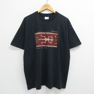 XL/古着 半袖 ビンテージ Tシャツ メンズ 90s カメレオン グラナダ 大きいサイズ コットン クルーネック 黒 ブラック 23jun12 中古