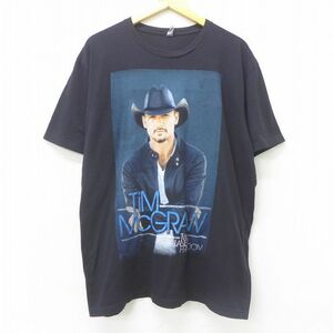 XL/古着 半袖 ロック バンド Tシャツ メンズ ティムマグロウ コットン クルーネック 黒 ブラック 22jun14 中古