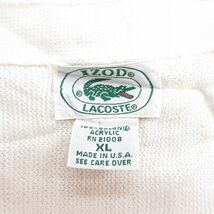 L/古着 ラコステ LACOSTE IZOD 長袖 ブランド ニット カーディガン メンズ 90s ワンポイントロゴ Vネック アクリル 白 ホワイト 23sep2_画像3