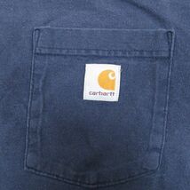 XL/古着 カーハート Carhartt 半袖 ブランド Tシャツ メンズ 胸ポケット付き 大きいサイズ コットン クルーネック 紺 ネイビー 23jun12_画像2