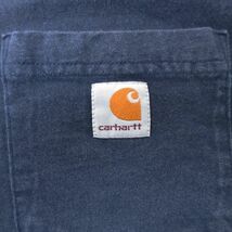 XL/古着 カーハート Carhartt 半袖 ブランド Tシャツ メンズ ワンポイントロゴ 胸ポケット付き 大きいサイズ コットン クルーネック 紺_画像2