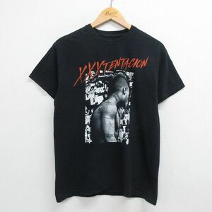 M/古着 半袖 ヒップホップ ラップ Tシャツ メンズ XXXテンタシオン コットン クルーネック 黒 ブラック 23mar11 中古