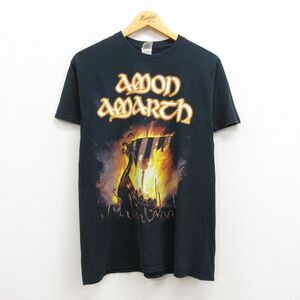 L/古着 半袖 ロック バンド Tシャツ メンズ アモンアマース コットン クルーネック 黒 ブラック 22jul19 中古