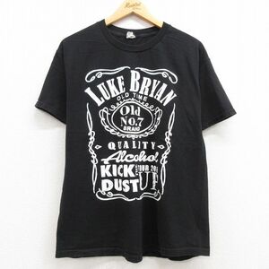 L/古着 半袖 ロック バンド Tシャツ メンズ ルークブライアン コットン クルーネック 黒 ブラック 23apr05 中古