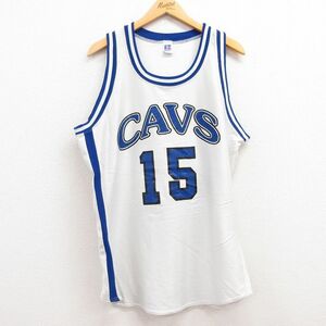 XL/古着 ラッセル ビンテージ タンクトップ メンズ 80s CAVS 15 クルーネック 白他 ホワイト ユニフォーム ゲームシャツ 23jun01 中古