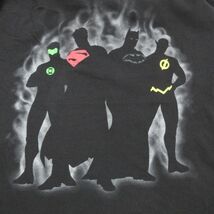 L/古着 半袖 Tシャツ メンズ DCコミックス ジャスティスリーグ スーパーマン バットマン BATMAN コットン クルーネック 黒 ブラック 23_画像2