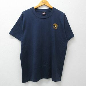 XL/古着 半袖 ビンテージ Tシャツ メンズ 90s 地球 HARDINGE クルーネック 紺 ネイビー 23mar10 中古