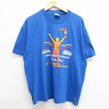 XL/古着 ヘインズ 半袖 ビンテージ Tシャツ メンズ 90s Torch Run スペシャルオリンピックス 聖火 大きいサイズ クルーネック 青 ブル_画像1